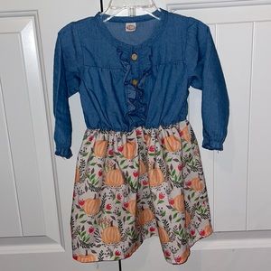 2t pumpkin and denim ruffle dress
